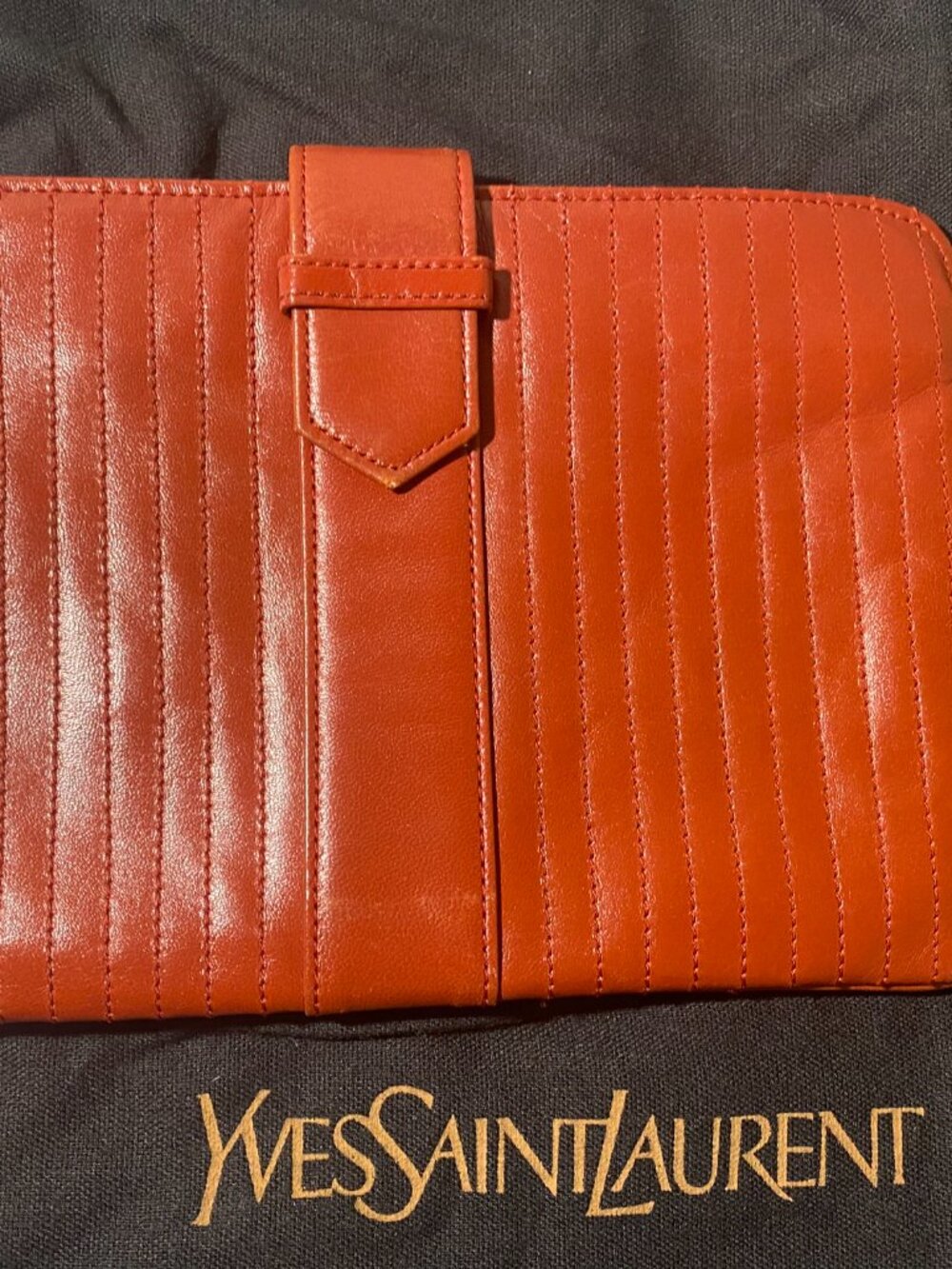 EUC Vintage Terracota Leather Yves Saint Laurent Clutch FULL INCLUSION - Picture 9 of 9